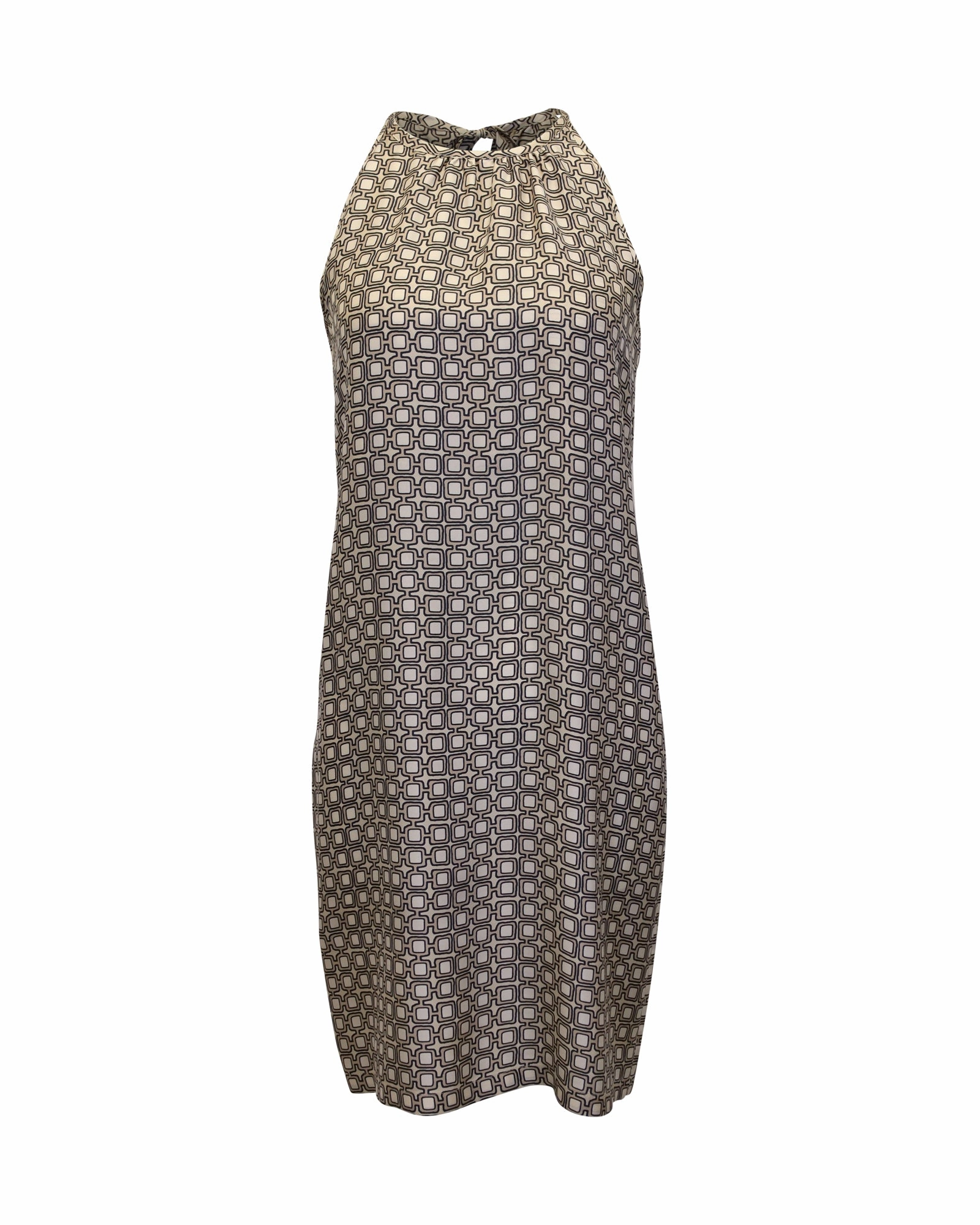'S Max Mara Printed Dress in Beige Silk