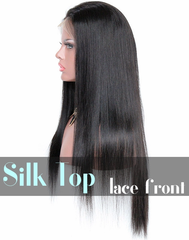 Glueless Silk Top Lace Front Wig: Silky Straight 150% Density Wigs