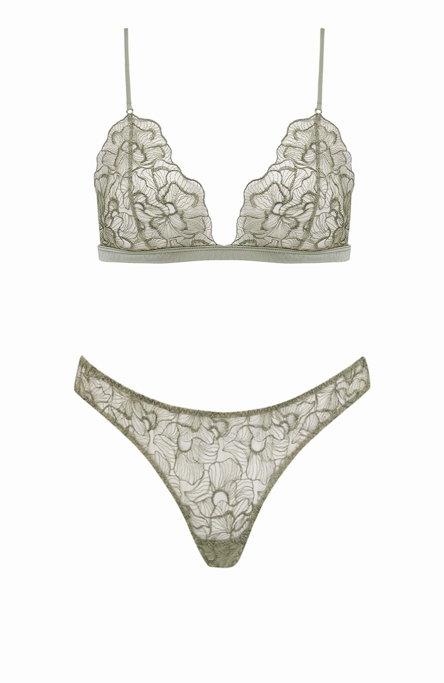 Lila Triangle Bra and Thong Set