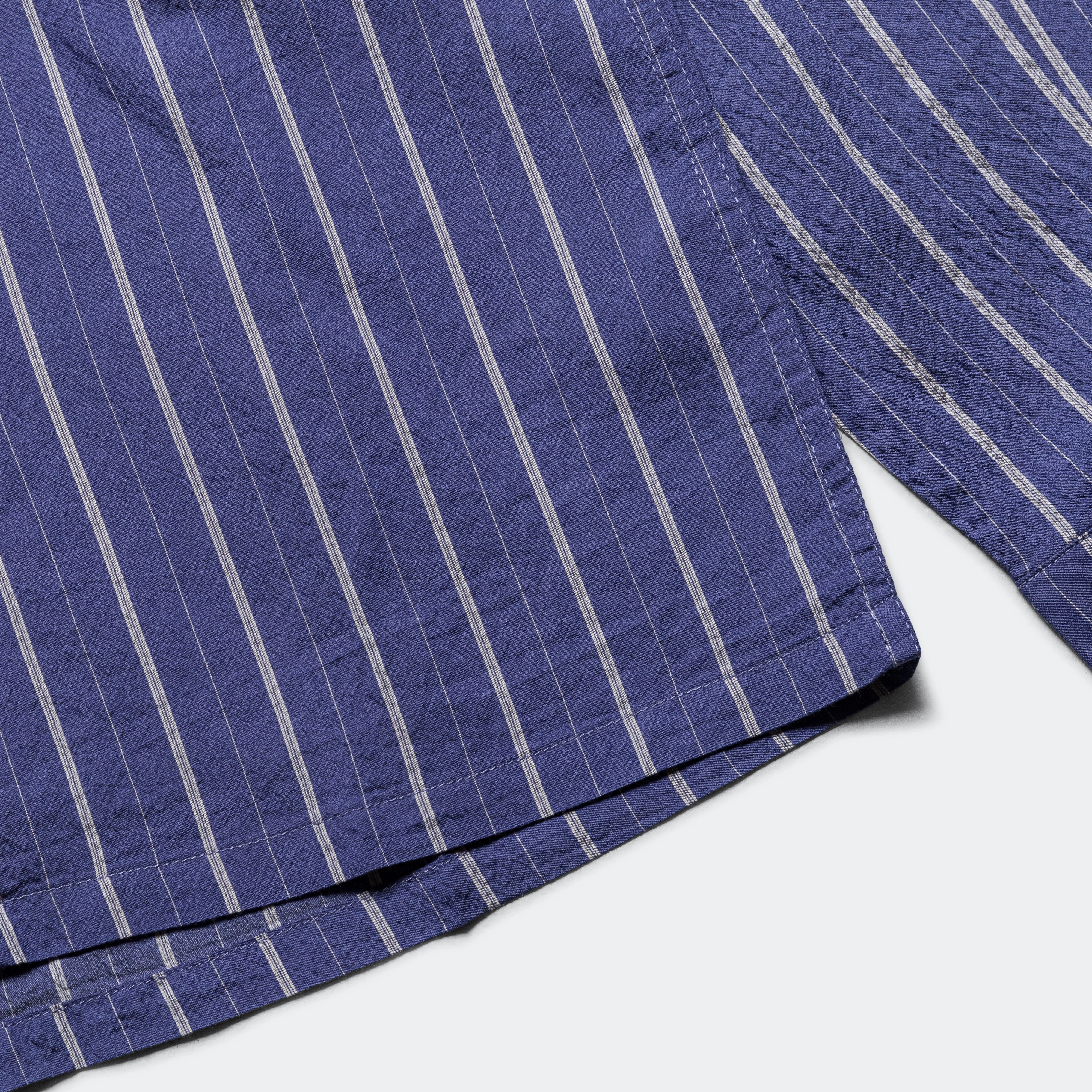 Long Sleeve Camp Collar - Blue Silk Stripe