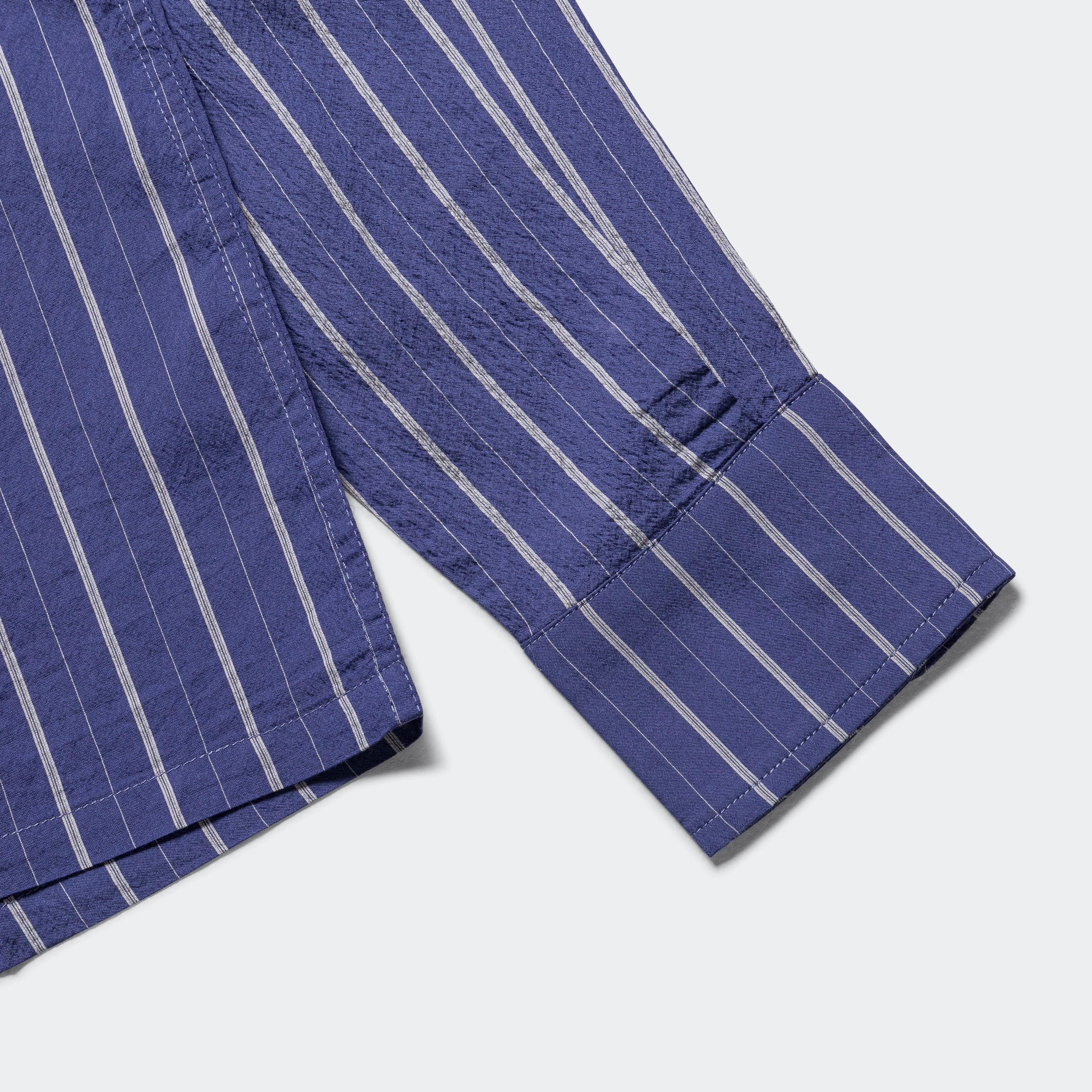 Long Sleeve Camp Collar - Blue Silk Stripe