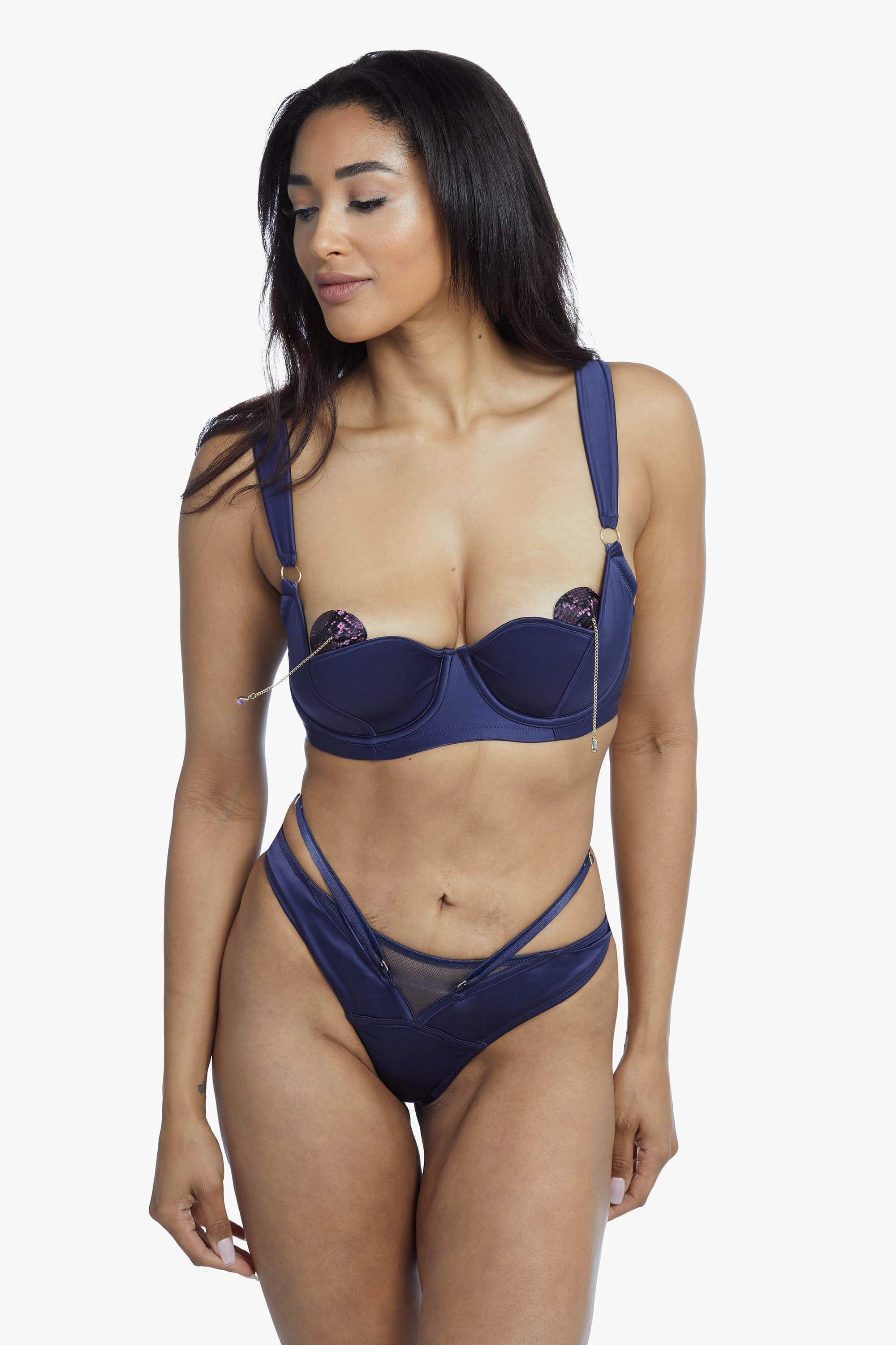 Philly Navy Tulip Satin Bra