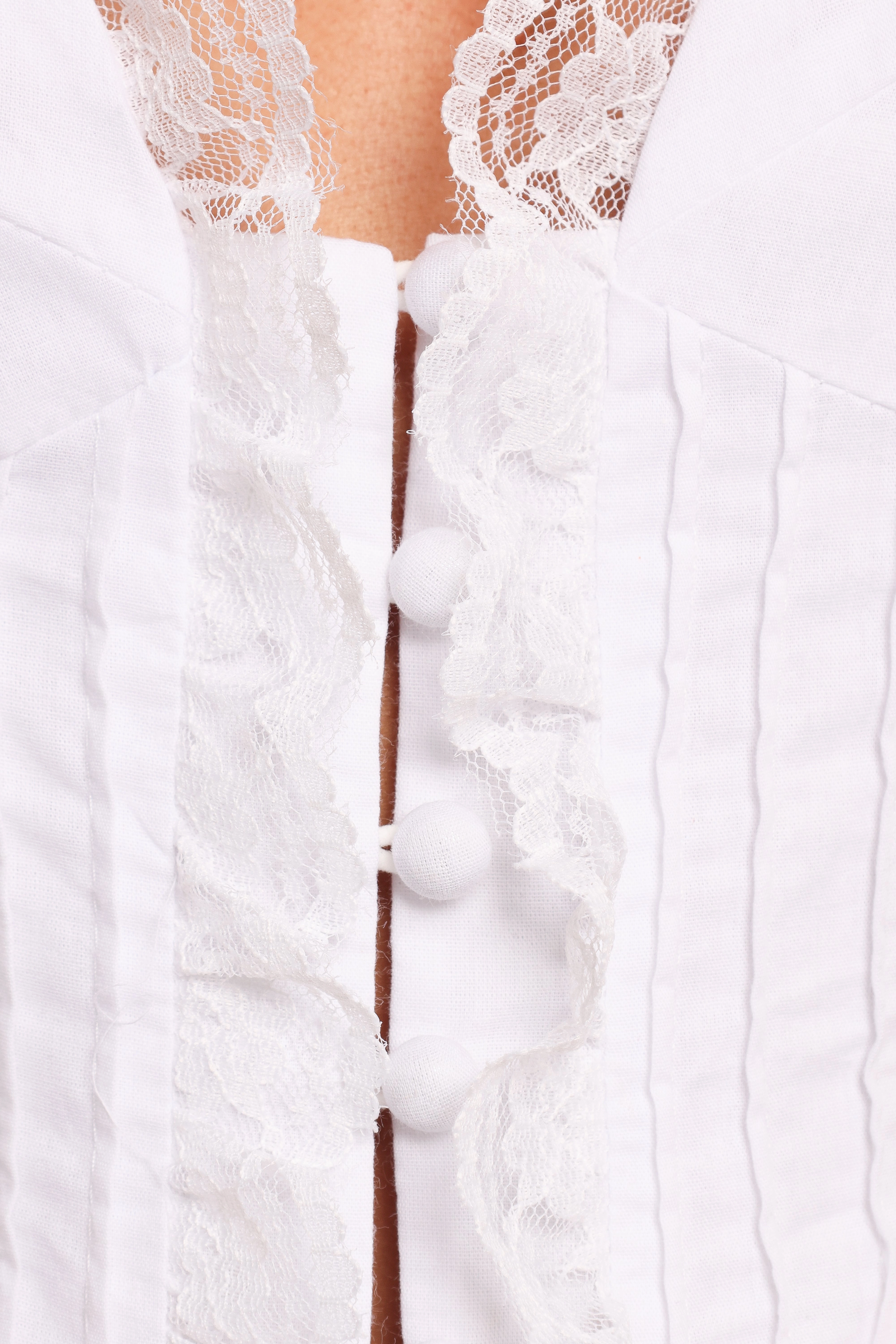 Roxette Lace Trim Top - White